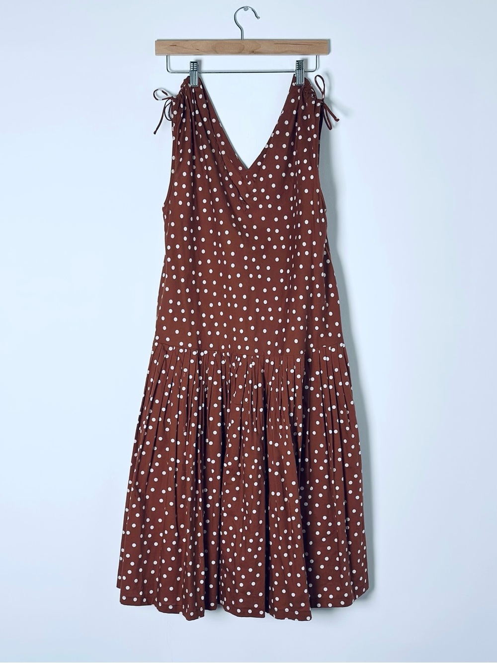 ASOS Excellent 100% Cotton Rust Brown Polka Dot Tiered Midi Dress Women’s US 6